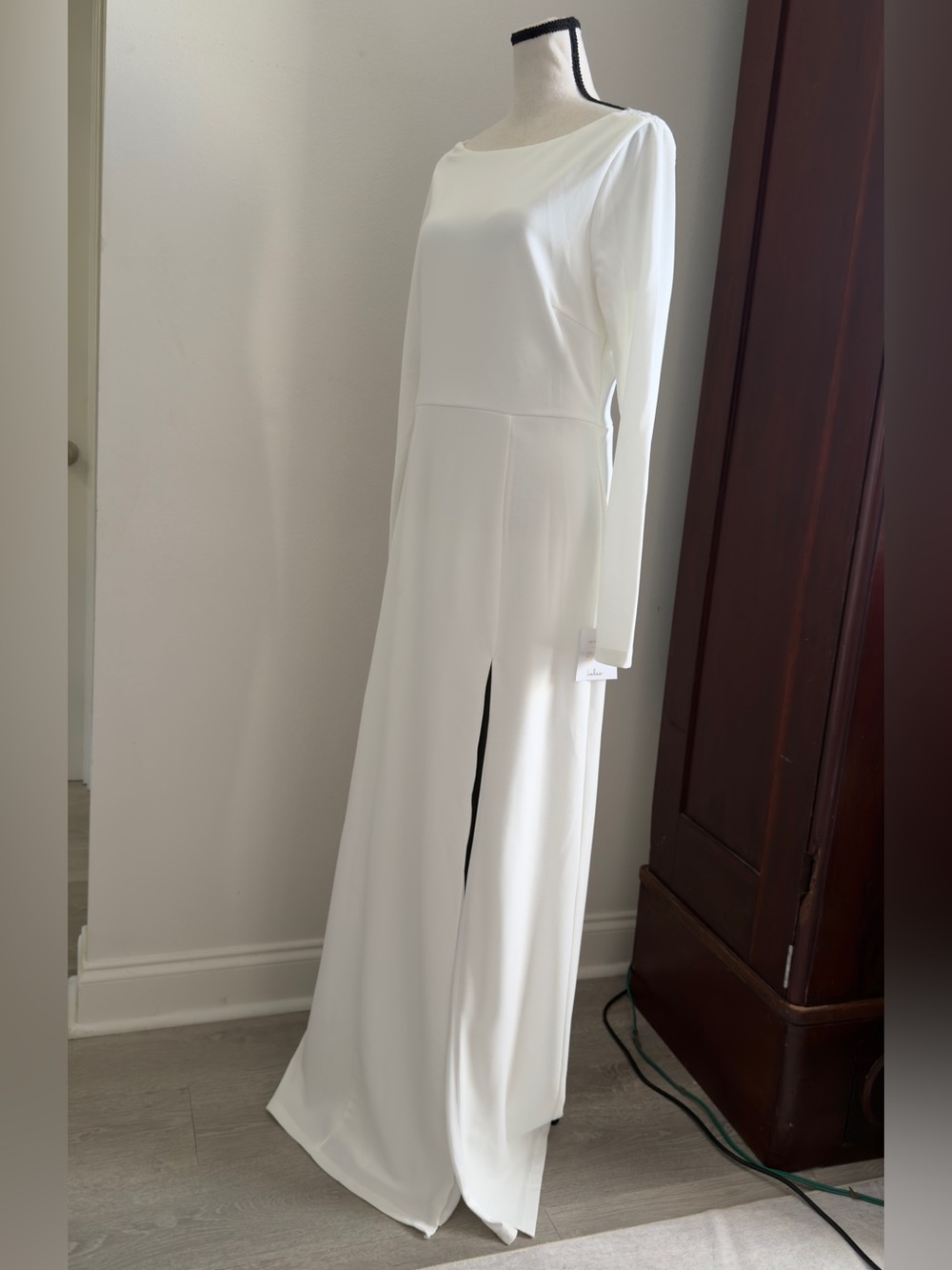 Lulus Romantic Moments White Lace‎ Long Sleeve Maxi Dress NWT Large - Picture 6 of 10